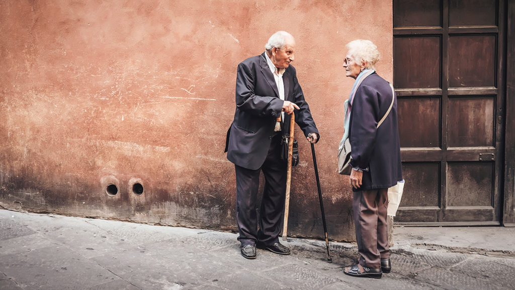 Elderly couple at Siena, Italy