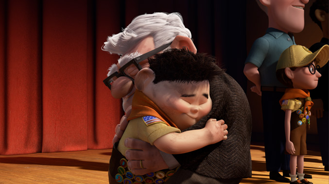 Carl and Russell hug