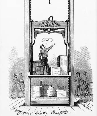 Goods lift by Waterman in 1851.