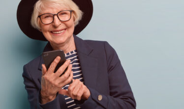 Older woman stays socially connected